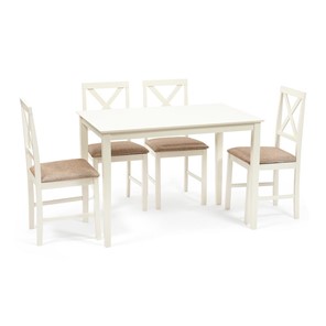 Обеденный комплект Хадсон (стол + 4 стула) id 13692 ivory white (слоновая кость) арт.13692 в Петрозаводске